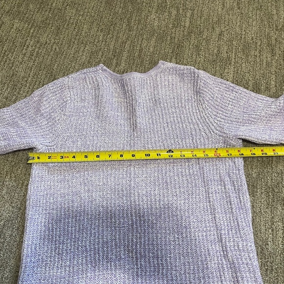 Women’s Ribbed V-Neck Sweater Purple Size Small | Cotton Blend 3/4 Sleeve Marled - Picture 2 of 7